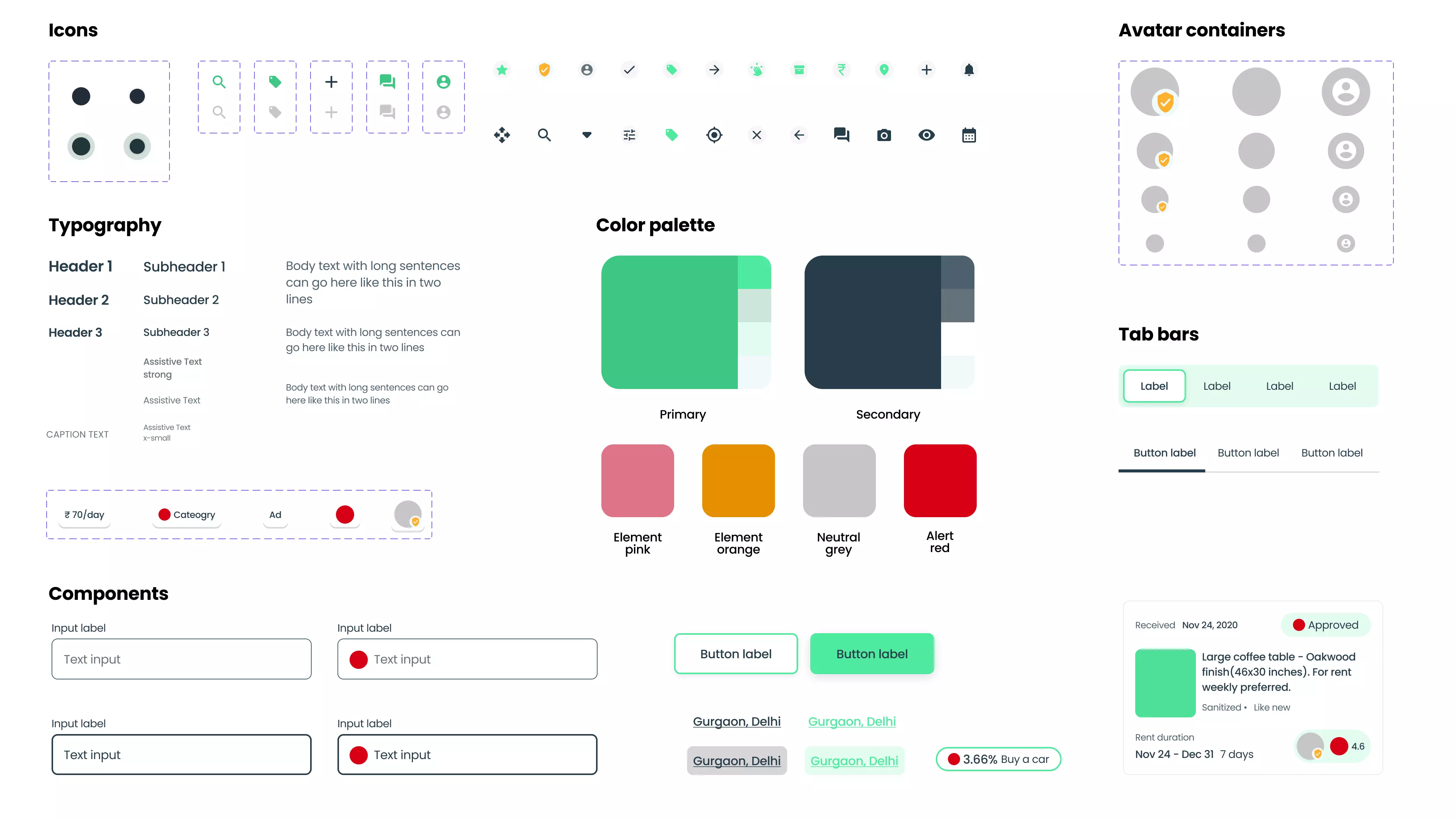 Design system for the app